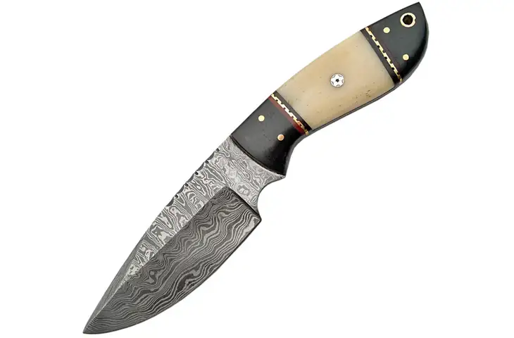 Damascus Fixed Blade White Bone Fixed Blade Knife DM1085 w/ Free Shipping and Handling